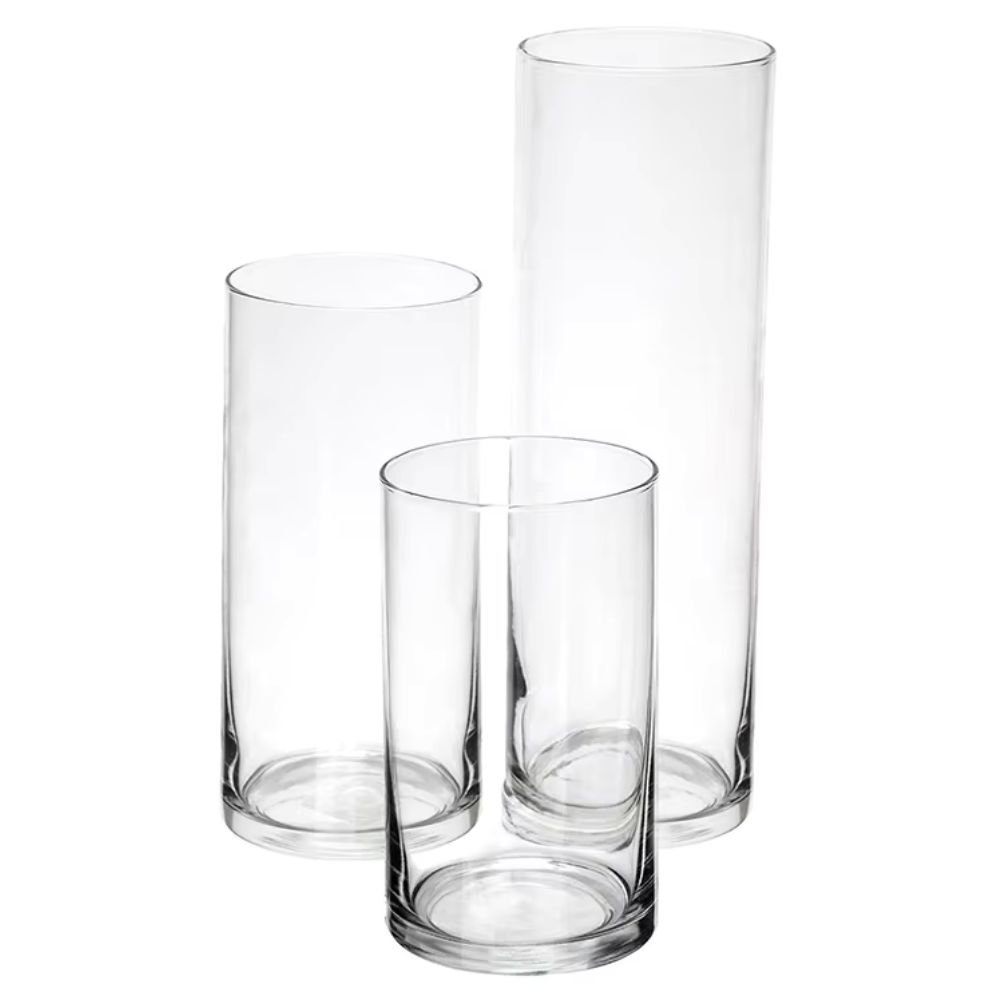 Clear cylinder glass beaker small size front view